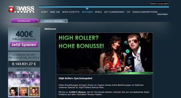 Swiss Casino Highroller Bonus